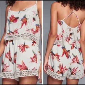abercrombie and fitch white and pink floral romper